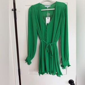 Endless Rose Vibrant Green Pleated Blouse